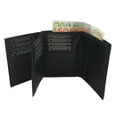 Men's Leather Wallet with 12 Card Slots - Black