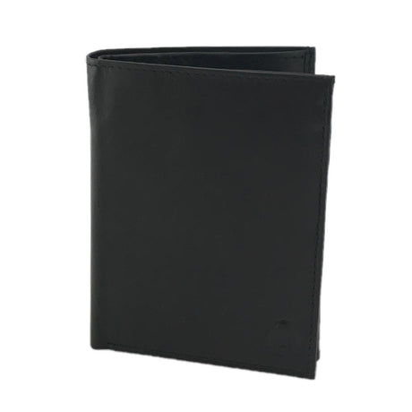 Men's Leather Wallet with 12 Card Slots - Black