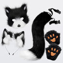 Fox Tail and Ears Set White Cat Costume with Gloves Halloween Cosplay Accessories