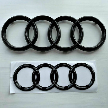 Audi A1 A3 A4 A5 Front Rear Black Emblem Rings Set 273mm 192mm