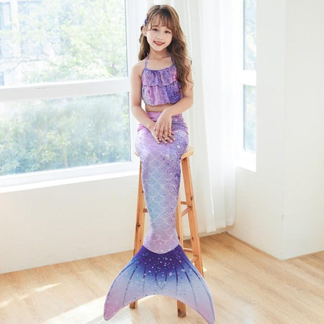 Mermaid Swimsuit Monofin Fins Kids L (7-9 Years) Package A 3 pcs
