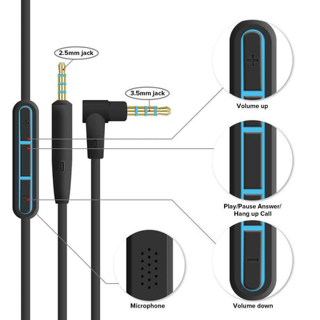 Bose QuietComfort QC25 Replacement Audio Cable Compatible with Bose