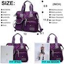 Women's Lightweight Nylon Tote Bag with Multiple Compartments and Zipper, Crossbody Shoulder Bag in Pure Red