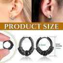 Titanium Steel Hoop Earrings 14mm Men's Black Silver Punk Rock Style