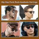 Titanium Steel Hoop Earrings 14mm Men's Black Silver Punk Rock Style