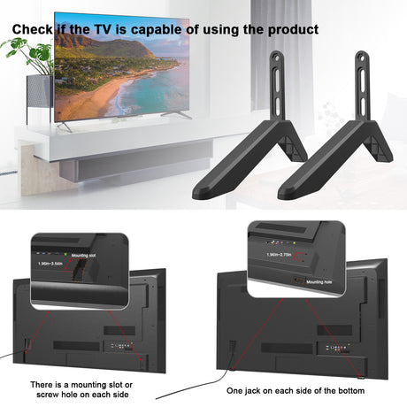 Universal TV Stand with Screws Easy Installation Tabletop Stand for TVs Compatible withSamsung LG TCL Vizio Hisense