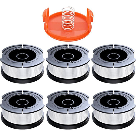 Black \u0026 Decker Trimmer Replacement Spools 6 Pack 1.65mm Line 10m Each Compatible with Black \u0026 Decker Extra Spring \u0026 Cap