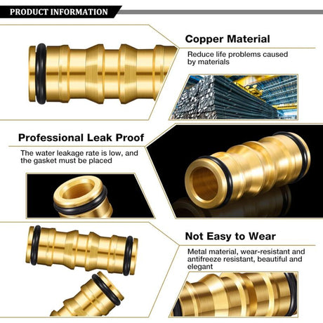 Brass Garden Hose Connectors Double Male 4 Set Compatible with Garden Hose Faucet