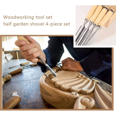 Wood Carving Chisel Set 4pcs Iron Hollow Woodworking Tools 6mm 12mm 18mm 24mm