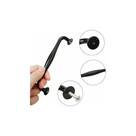 Black Furniture Handles 10 pcs - 128mm Center Distance for Kitchen Door and Drawer, Compatible with Wardrobes