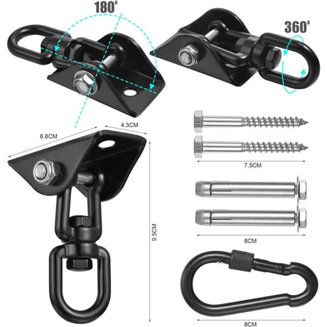Hanging Chair Ceiling Mount Swing Suspension Hook with Screws for Concrete Wood - 360° Swivel for Porch Playground Trapeze Seat Yoga