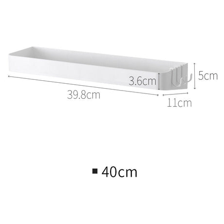 White Set of 2 Shower Shelves with 6 Removable Hooks, No Drilling Required for Bathroom and Kitchen