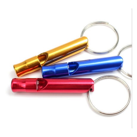 5-pack Aluminum First Aid Whistle with Keychain for Sports, Hiking, Camping, Climbing