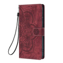 Samsung Galaxy S21 Ultra 5G Case Red Mandala Embossed Retro Frosted Leather Phone Cover