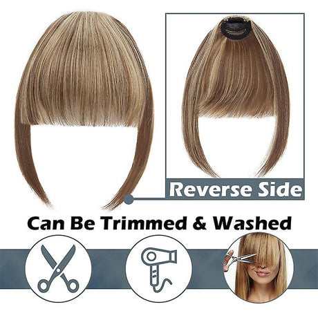 Clip In Hair Bangs Extensions 28cm Black Brown French Bangs Hair Pieces