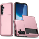 Samsung Galaxy A16 5G 4G Compatible Case with Card Holder TPU PC Back Cover Rose Gold