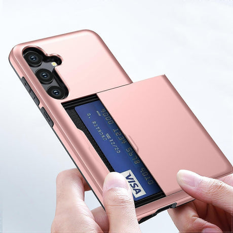 Samsung Galaxy A16 5G 4G Compatible Case with Card Holder TPU PC Back Cover Rose Gold