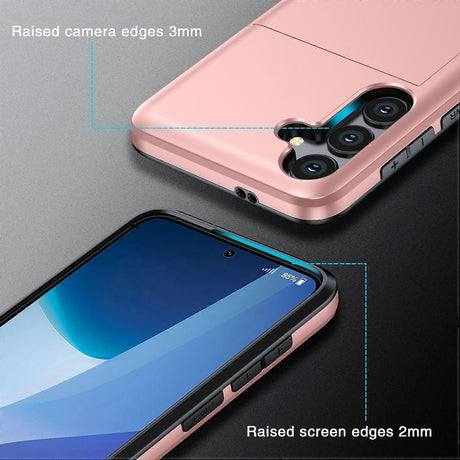 Samsung Galaxy A16 5G 4G Compatible Case with Card Holder TPU PC Back Cover Rose Gold