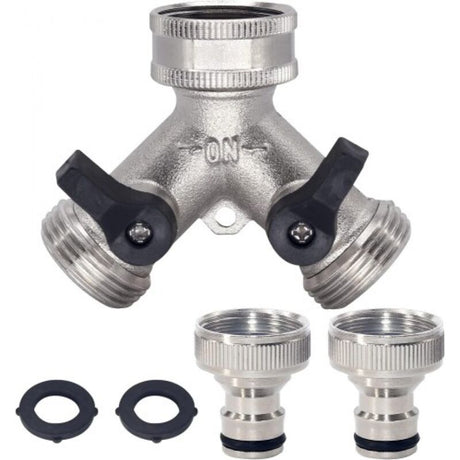 Brass Hose Splitter 3/4 Inch Quick Connect 2-Way