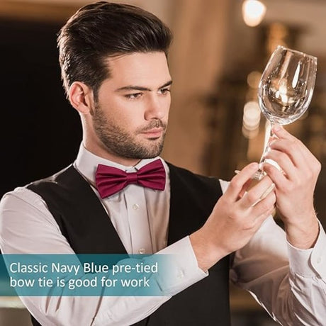 Adjustable Pre-tied Bow Tie for Men, Satin Formal Neck Bow for Party Wedding, Red