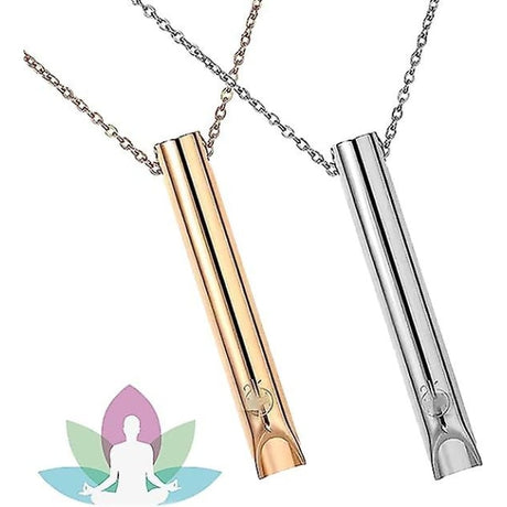 Anxiety Necklace for Women Stress Relief 2pcs Breathing Necklace Compatible with Meditation Relaxation Stainless Steel Silver Gold