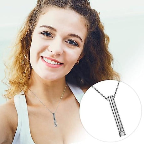 Anxiety Necklace for Women Stress Relief 2pcs Breathing Necklace Compatible with Meditation Relaxation Stainless Steel Silver Gold