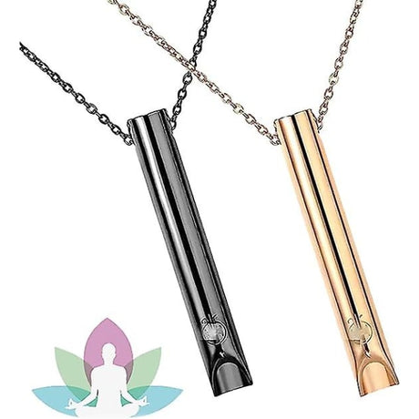 Breathing Necklace 2pcs for Women Anxiety Relief Stress Meditation Relaxation Stainless Steel Black Gold