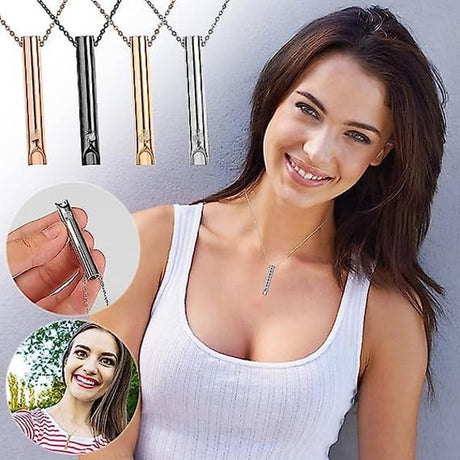 Breathing Necklace 2pcs for Women Anxiety Relief Stress Meditation Relaxation Stainless Steel Black Gold