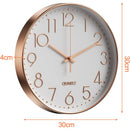 Modern Silent Wall Clock 30 cm Silver Minimalist Quartz Movement