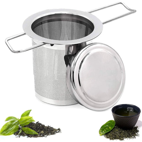 Stainless Steel Tea Filter Infuser with Lock Fine Holes Foldable Design