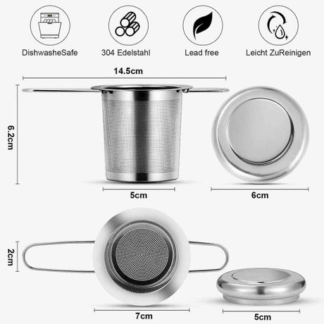 Stainless Steel Tea Filter Infuser with Lock Fine Holes Foldable Design
