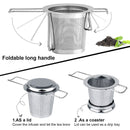 Stainless Steel Tea Filter Infuser with Lock Fine Holes Foldable Design