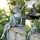 White Resin Sitting Fairy Statue Garden Ornament Porch Sculpture