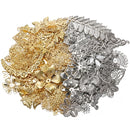 Mixed Metal Flower Petal Filigree Wraps Clutches White 50g Pack