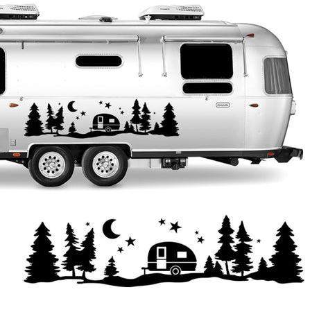 Tree Forest Vinyl Body Decal Sticker for SUV RV Van Caravan Off-Road Camper Vehicle Wrapping