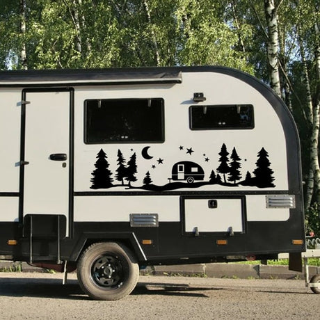 Tree Forest Vinyl Body Decal Sticker for SUV RV Van Caravan Off-Road Camper Vehicle Wrapping