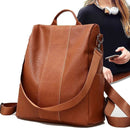 Leather Backpack for Women Large Capacity Fashion School Bag All Match Black