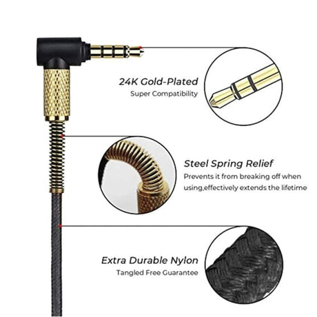Durable 2.5mm to 3.5mm Headphone Cable with Volume Control \u0026 Microphone Compatible with Sennheiser Momentum Over Ear 1 2 3