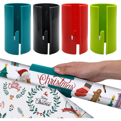 Portable Gift Wrapping Paper Roll Cutter 4-Pack Compatible with Christmas and Birthday Wrapping