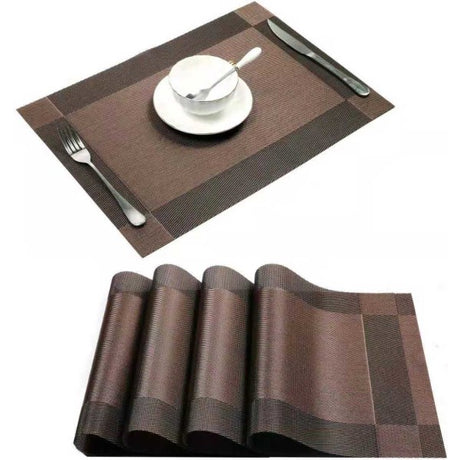 PVC Non-Slip Heat Resistant Placemats Set of 4 Gold for Dining Table Kitchen Compatible with PVC
