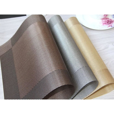 PVC Non-Slip Heat Resistant Placemats Set of 4 Gold for Dining Table Kitchen Compatible with PVC