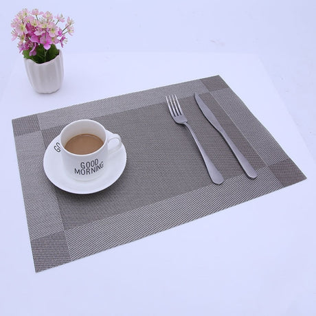 PVC Non-Slip Heat Resistant Placemats Set of 4 Gold for Dining Table Kitchen Compatible with PVC