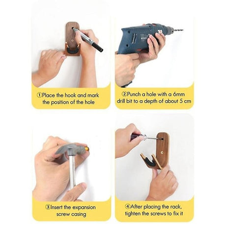 Guitar Wall Hanger Bent Wood Guitar Holder Wall Mount Compatible with Acoustic Guitars