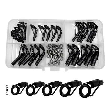 Fishing Rod Repair Kit 35pcs Alconite Ceramic Guide Rings Rod Eye Guides Wear-Resistant Compatible with Various Brands