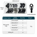 Fishing Rod Repair Kit 35pcs Alconite Ceramic Guide Rings Rod Eye Guides Wear-Resistant Compatible with Various Brands