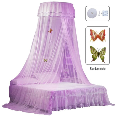 Universal Bed Canopy Dome Mosquito Net for Kids Princess Bed, Purple, Easy Install