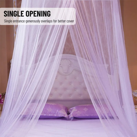 Universal Bed Canopy Dome Mosquito Net for Kids Princess Bed, Purple, Easy Install