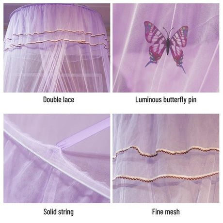 Universal Bed Canopy Dome Mosquito Net for Kids Princess Bed, Purple, Easy Install