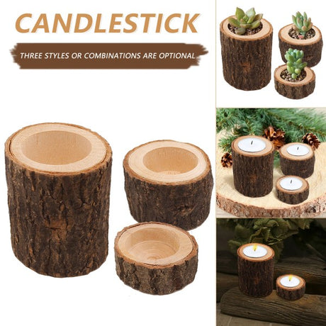 Wooden Candle Holder Rustic Creative Decoration for Home and Wedding Comb
