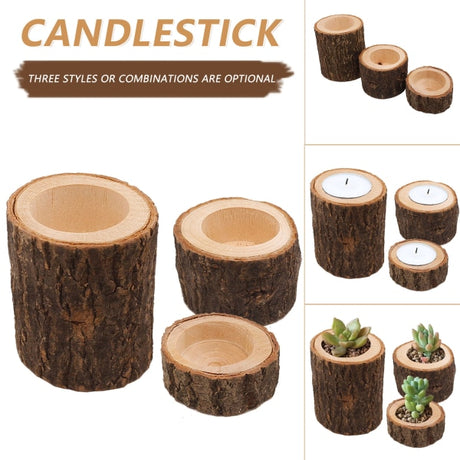 Wooden Candle Holder Rustic Creative Decoration for Home and Wedding Comb